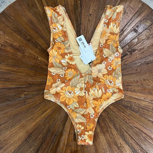 NEW ZARA MULTICOLOR FLORAL PRINTED SWIMSUIT BOHO FALL PRINT FLORAL Size S - Picture 5 of 8